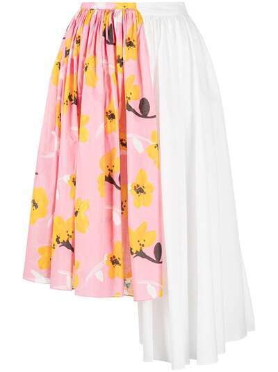 Marni юбка асимметричного кроя с цветочным принтом
