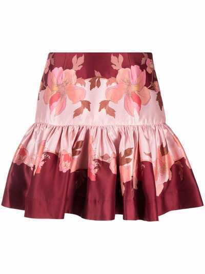 ZIMMERMANN юбка со складками и цветочным принтом