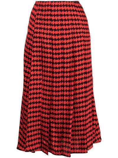 Victoria Beckham houndstooth-print midi pleated skirt