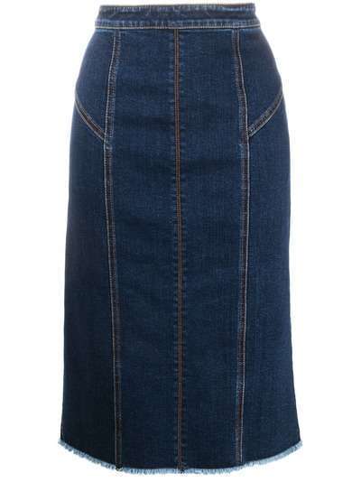 Alexander McQueen джинсовая юбка миди со вставками