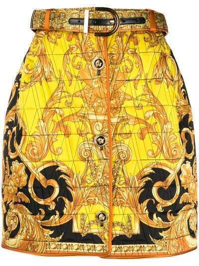 Versace стеганая юбка мини с принтом в стиле Baroque