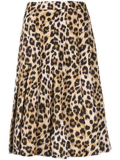 Moschino плиссированная юбка с леопардовым принтом