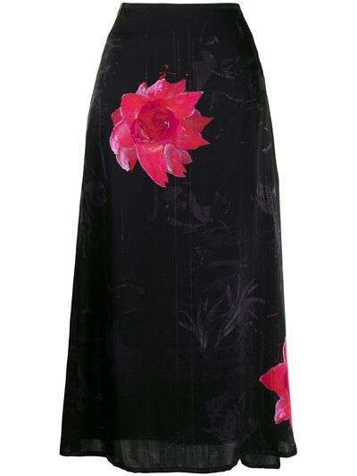 Yohji Yamamoto юбка с цветочным принтом
