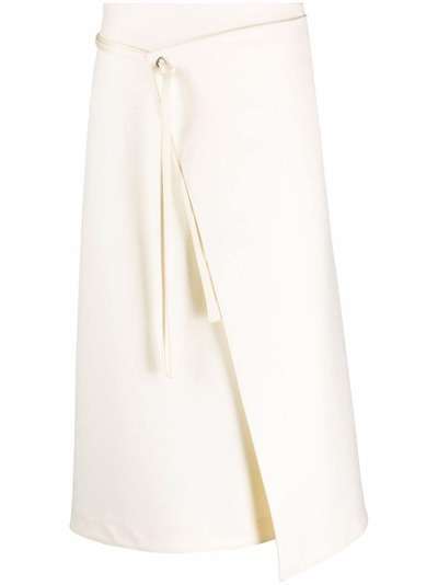 Jil Sander tie-waist wool wrap skirt