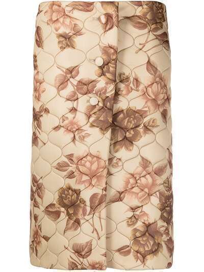Kwaidan Editions стеганая юбка с цветочным принтом