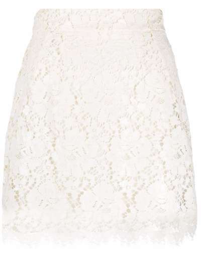 Dolce & Gabbana кружевная юбка мини с эффектом ламинирования