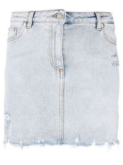 MSGM джинсовая юбка мини с эффектом потертости