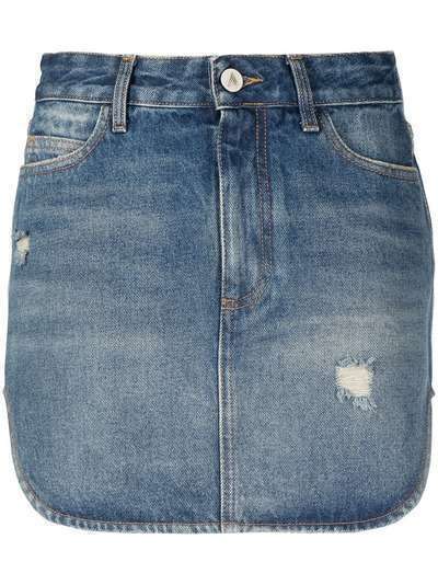 The Attico джинсовая юбка мини с эффектом потертости