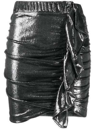 Ba&Sh юбка мини со сборками и эффектом металлик