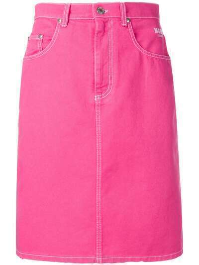 MSGM джинсовая юбка с контрастной строчкой