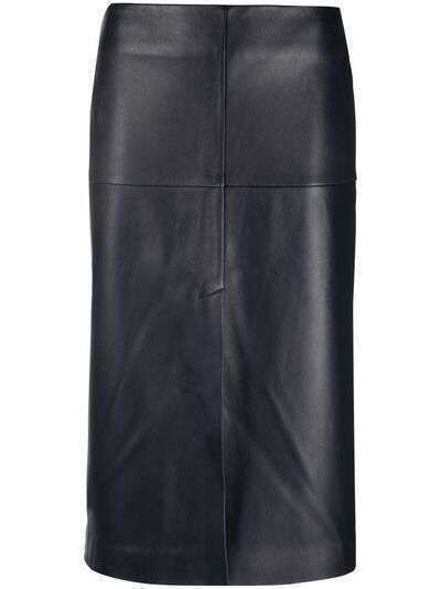 12 STOREEZ front-slit leather skirt