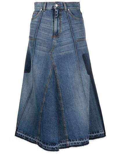 Alexander McQueen расклешенная джинсовая юбка миди