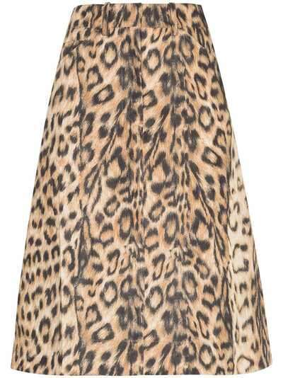 Victoria Beckham юбка с завышенной талией и леопардовым принтом