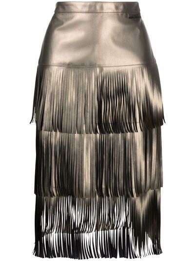 Karl Lagerfeld юбка из искусственной кожи с бахромой