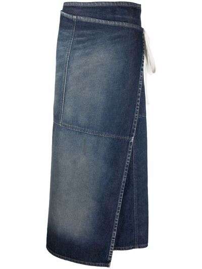 MM6 Maison Margiela джинсовая юбка макси с запахом