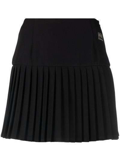 Versace Jeans Couture logo patch pleated skirt