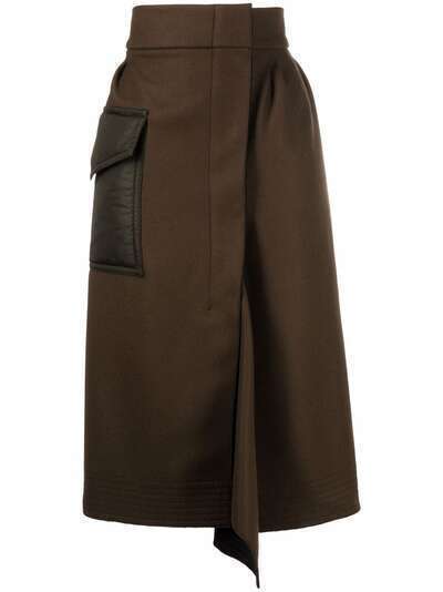 Moncler юбка миди асимметричного кроя с карманом