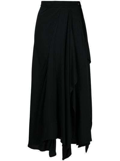 Yohji Yamamoto юбка с завышенной талией и драпировкой