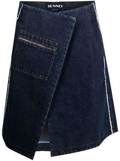 Sunnei джинсовая юбка с запахом и карманом