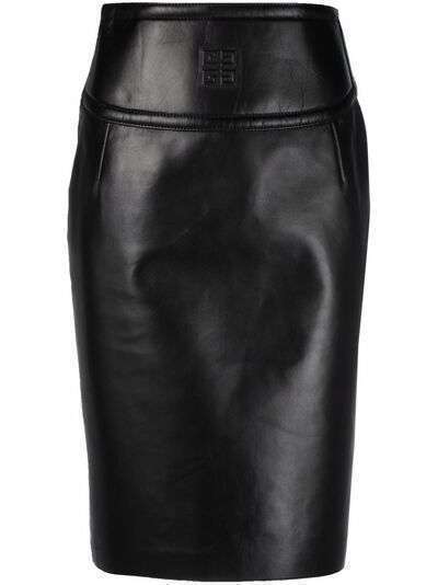 Givenchy кожаная юбка-карандаш с завышенной талией