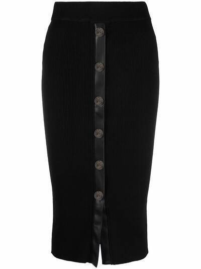 Pinko buttoned ribbed-knit skirt