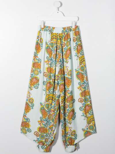 LANVIN Enfant расклешенные брюки с цветочным принтом