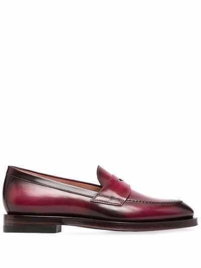Santoni reflection-effect leather loafers