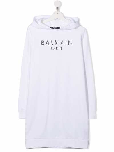 Balmain Kids платье-худи с логотипом