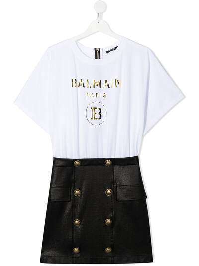 Balmain Kids платье с контрастным подолом