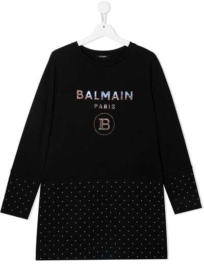 Balmain Kids стеганое платье-футболка