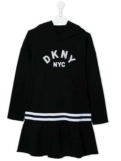 Dkny Kids платье с капюшоном и логотипом
