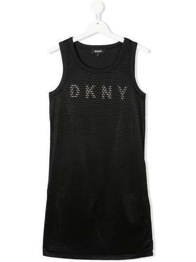 Dkny Kids сетчатое платье с логотипом