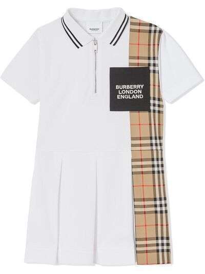 Burberry Kids платье поло со вставкой в клетку