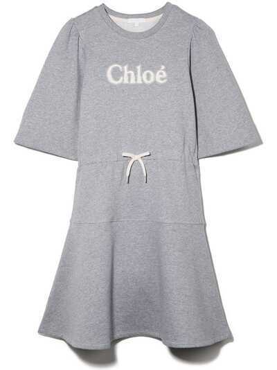 Chloé Kids расклешенное платье-футболка с логотипом