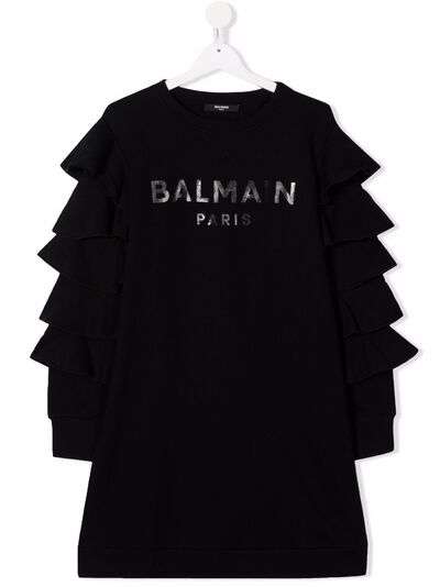 Balmain Kids платье-свитер с логотипом