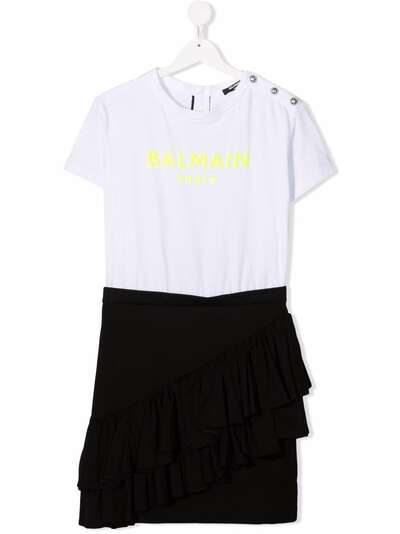 Balmain Kids платье-футболка с оборками