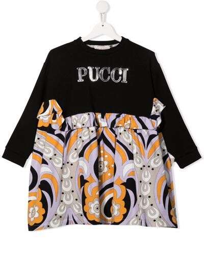 Emilio Pucci Junior платье с оборками и логотипом