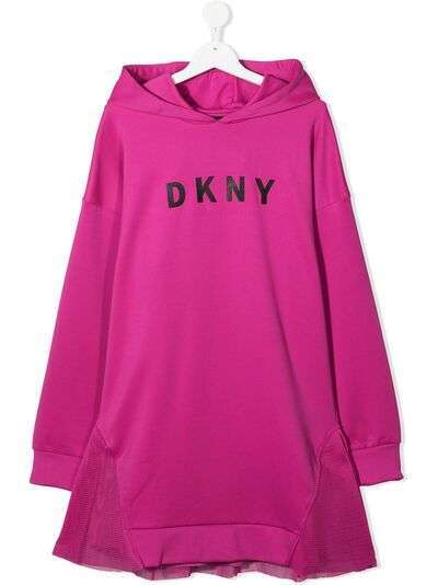 Dkny Kids платье с длинными рукавами и капюшоном