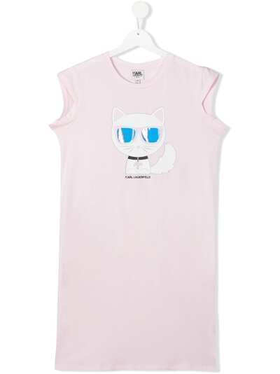 Karl Lagerfeld Kids платье-футболка с оборками и логотипом
