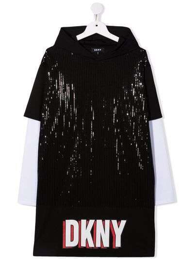 Dkny Kids платье с капюшоном и пайетками