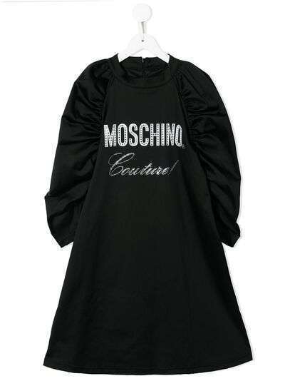 Moschino Kids платье с драпировкой и логотипом