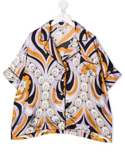 Emilio Pucci Junior рубашка с абстрактным принтом и короткими рукавами