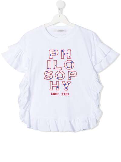 Philosophy Di Lorenzo Serafini Kids блузка с вышитым логотипом и оборками