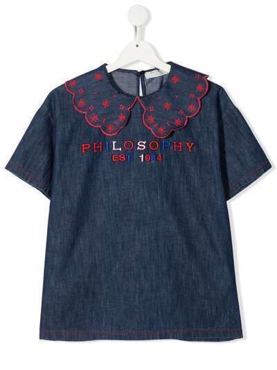 Philosophy Di Lorenzo Serafini Kids блузка с вышивкой и фестонами