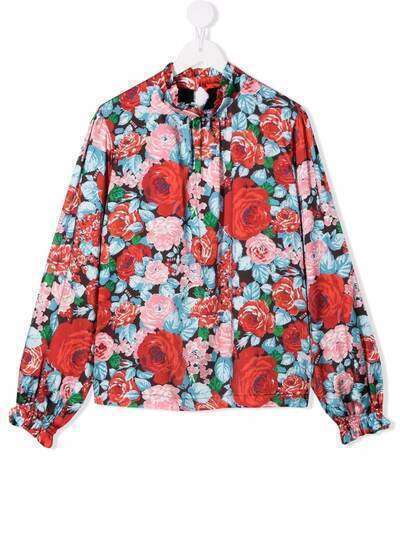 MSGM Kids блузка с цветочным принтом