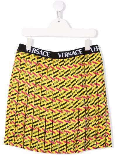 Versace Kids плиссированная юбка с геометричным принтом