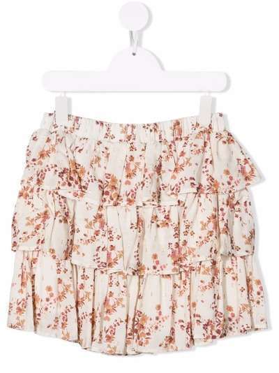 Miss Grant Kids TEEN floral-print tiered miniskirt