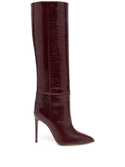 Paris Texas crocodile-effect heeled leather boots