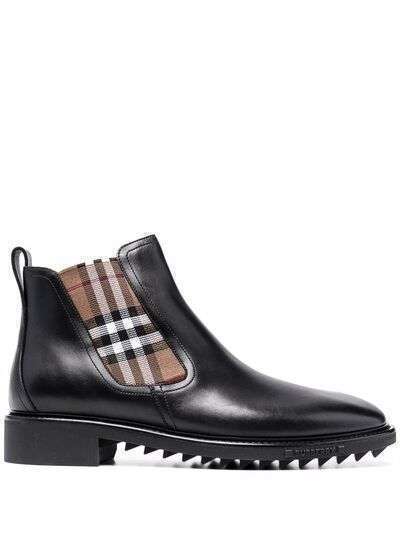Burberry check-panel ankle boots