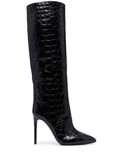 Paris Texas crocodile-embossed knee-length boots